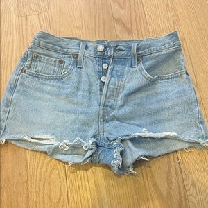 Levi's Light Blue Distressed Jean Shorts
